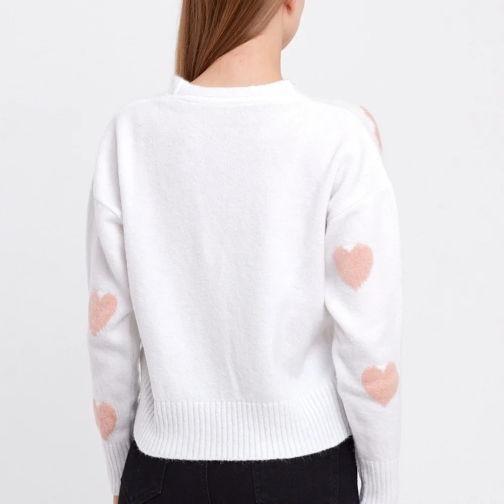 Pink Heart Crop Cardigan OS Med-Large - Picture 6 of 8